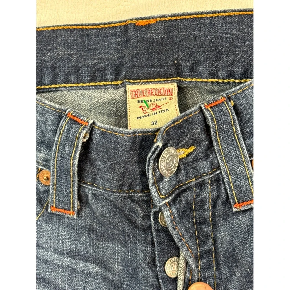 True Religion Rocco Slim Fit Jeans Mens 32 Medium Wash Blue Made in USA Cotton